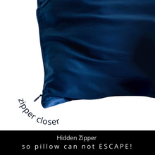 Load image into Gallery viewer, Pure Sol. Mulberry Silk Pillowcase with zipper closure - navy