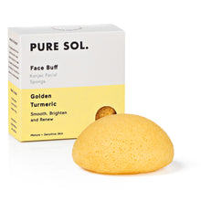 Load image into Gallery viewer, Pure Sol. Konjac Face Sponge Turmeric to smooth, brighten and renew